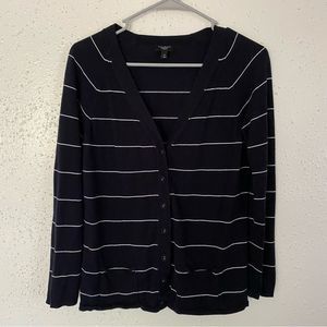 TALBOTS | cardigan | sweater | medium | black/white | striped |